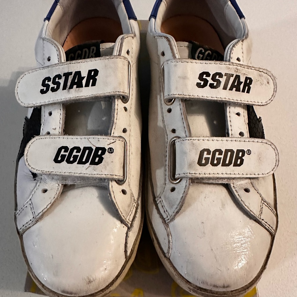 Golden Goose kids White and Blue Leather Sneakers